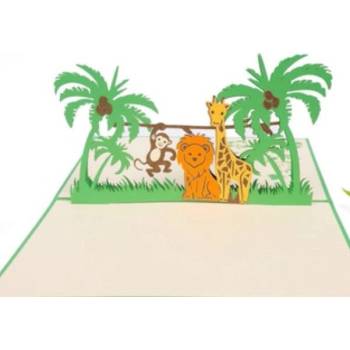 Kiriori Поздравителна картичка Kiriori Pop-up - Сафари (CSGAI032PANO)