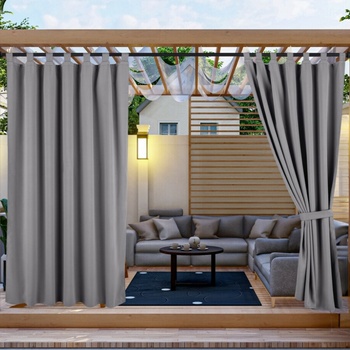Nepremokavý záhradný záves s trakmi do altánku/na terasu so stuhou v sivej farbe sivá Šírka 155 cm | Dĺžka 200 cm
