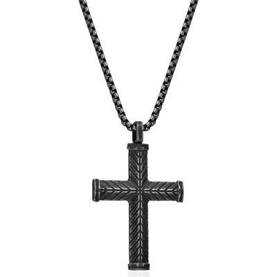 Diverse Čierny pánsky náhrdelník z ocele N1000509
