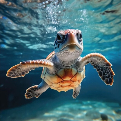 (D) 3D pohľadnica štvorec BABY SEA TURTLE