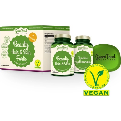 GreenFood Beauty Hair & Skin Forte + Pillbox Kyselina Hyaluronová 60 kapsúl Beauty Hair & Skin 60 kapsúl