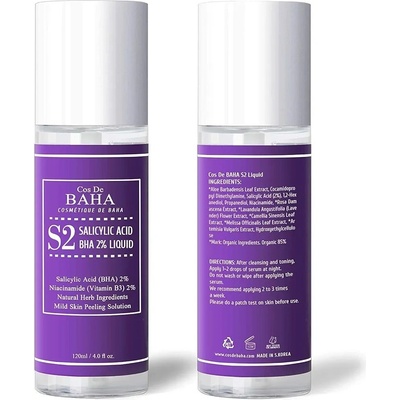 Cos De Baha S2 Salicylic Acid BHA 2% Liquid Exfoliační esence 120 ml