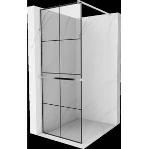 Mexen Kioto+ стенна душ кабина с рафт Walk-in 70 x 200 см, черна решетка, хромиран - 800-070-121-01-77 (800-070-121-01-77)