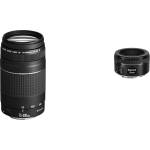 Canon EF 75-300mm F4.0-5.6 III zoom lens (58mm filter thread) black & EF 50mm F1.8 STM lens (58mm filter thread) black - 6473A003[AA] Обективи