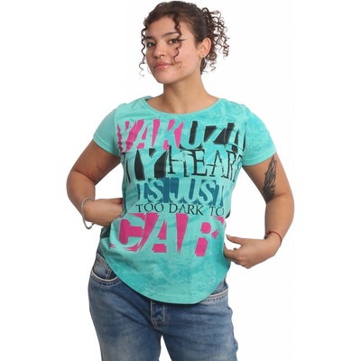 Yakuza dámske tričko Too Dark Curved Crew Neck GSB 25112 pastel turquoise zelená