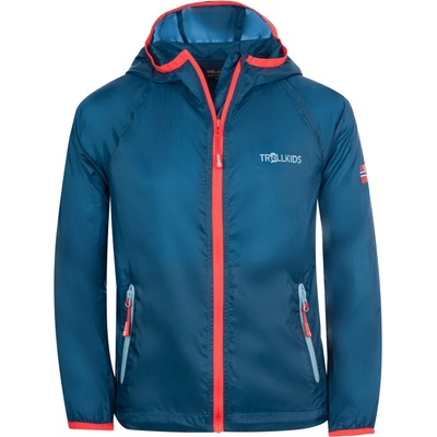 TROLLKIDS Детско ветрозащитно яке Trollkids Kids Fjell Running Jacket Windproof jacket - Petrol / Spicy Red - размер 140 (EU) (718-0014-1016)