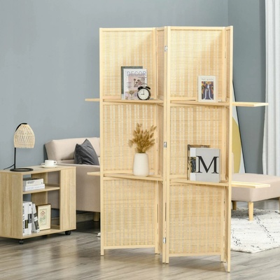 HOMCOM Bambusový paraván 4-dílný 180 x 180 cm přírodní – Zboží Dáma