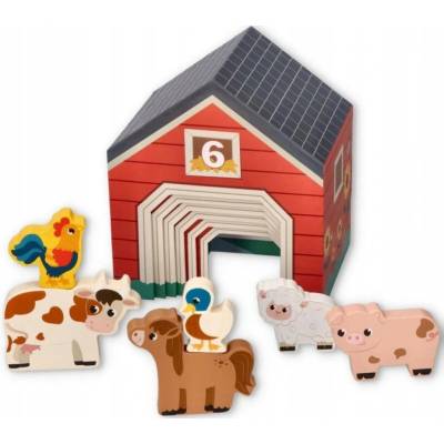 Adamtoys Montessori Kelímky na skládání Farma Figurky zvířátek 12 ks