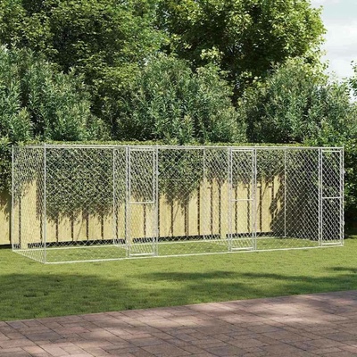 vidaXL Klec pro psy se 3 dveřmi 600 x 200 x 200 cm pozinkovaná ocel stříbrná 9799.3368307