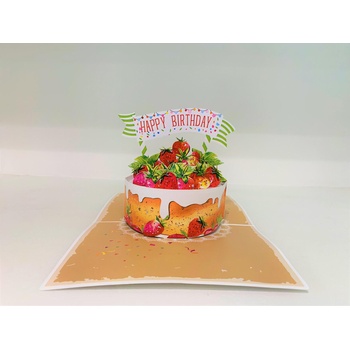 Image 1 of Kiriori Поздравителна картичка Pop-up "Торта с ягоди