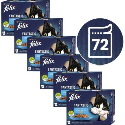 Felix Fantastic losos platýs tuňák treska v želé 72 x 85 g
