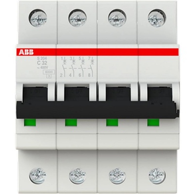 ABB Автоматичен прекъсвач ABB S204-C32 - 4 P, 32 A, 6 kA (2CDS254001R0324)