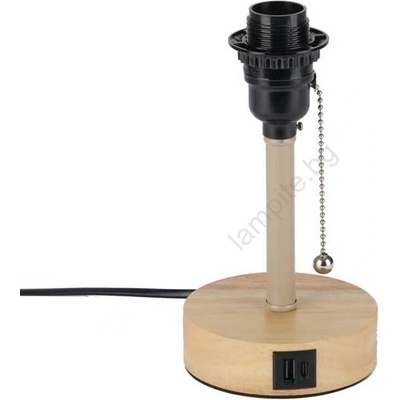 Brilagi - Настолна лампа с USB порт TABLON 1xE27/25W/230V дъб/бежов (BG3675)