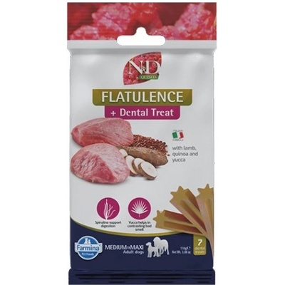 Farmina N&D Quinoa Flatulence Dental Care Treat With Lamb and Yucca Medium Maxi - Дентални стикове за кучета от средни и едри породи с агнешко, киноа и юка - 100 гр, Италия - KND0011001