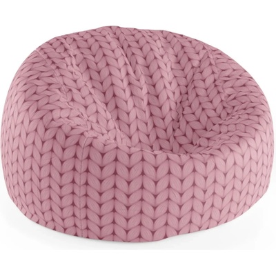 Sablio Sedací vak Cocoon Růžové pletení z vlny - 75 x 45 x 35 cm