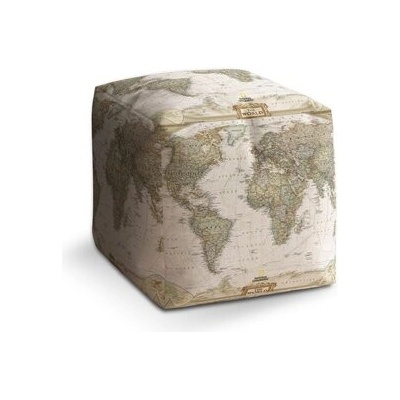 Sablio Taburet Cube Mapa světa: 40x40x40 cm