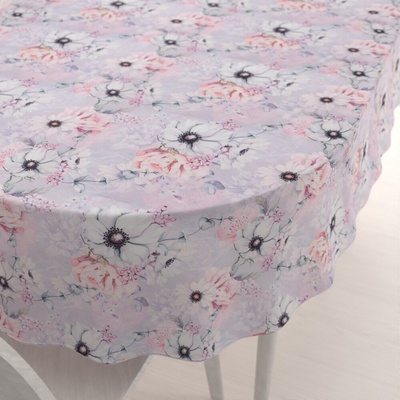 Biante Dekoračný oválny obrus PML-068 Ružové kvety na sivofialovom 100x140 cm