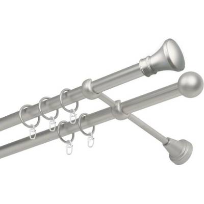OK-GarnýžeCZ Garnýž kovová dvouřadá 19mm Koloseo satina 130 cm do stěny / kroužky s háčkem