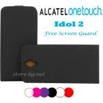 Alcatel Idol 2 Флип2 Кожен Калъф + Скрийн Протектор