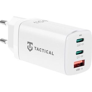 Tactical Захранване за ел. мрежа за лаптопи, смартфони и таблети с USB-A и 2xUSB-C изходи с технология за бързо зареждане - Tactical FlashBang 2.0 GaN Fast Charger 65W (бял) (57983128885)