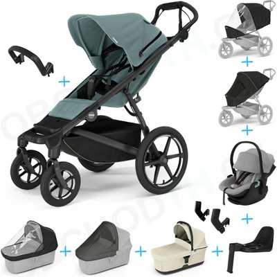Thule Set 10v1 Urban Glide 4-wheel Mid blue 2024+madlo+vanička Soft beige+Thule Maple Light Gray+Thule Alfi+príslušenstvo