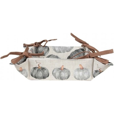 Šedo-béžový bavlněný košík na pečivo s dýněmi Country Style Pumpkin – 35x35x8 cm