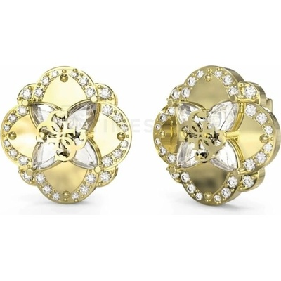 Guess Pozlátené kôstkové náušnice so zirkónmi Wild Flower JUBE05504JWYGT/U