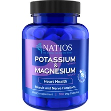 NATIOS Potassium & Magnesium, Draslík citrát a hořčík malát, 100 veganských kapslí