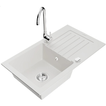 Mexen Pablo гранитна мивка с една камера с отцедник и кухненски смесител (6510-20-670200-00)