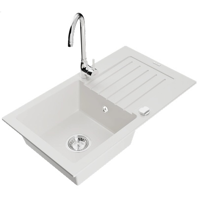 Mexen Pablo гранитна мивка с една камера с отцедник и кухненски смесител (6510-20-670200-00)