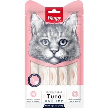 Image 1 of Wanpy Creamy Tuna & Shrimps кремообразно лакомство за котки с риба тон и скариди, 5 *14gr