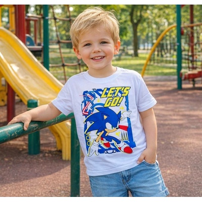 E plus M chlapecké tričko sonic LET´S GO krátký rukáv bílá