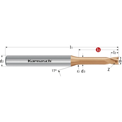 Karnasch 306269060030 | Tvrdokovová stopková fréza, ostrohranné ostrie 6,0x30-80x6 mm, Z=4