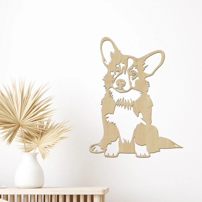 dřevo života Dřevěná dekorace psa Corgi Rozměry (cm): 30x40, Zvolte barvu dekoru: Javor