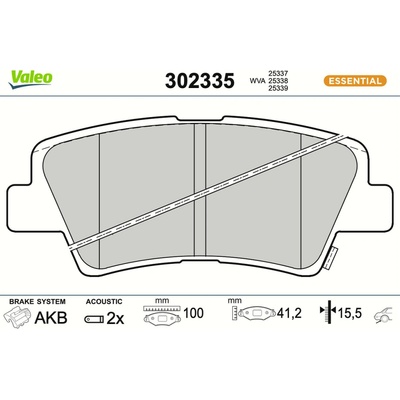 VALEO Sada brzdových platničiek kotúčovej brzdy 302335