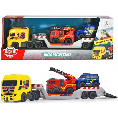 Dickie Toys set Mercedes Benz Mini přívěs se záchranářskými vozidly hasičský terénní vůz