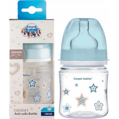 Canpol babies Fľaša sa širokým hrdlom Newborn baby 120ml modrá