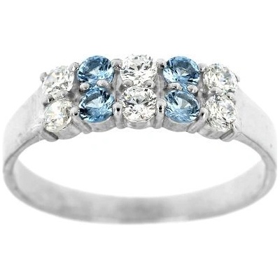 Zlatnictví U Kostela Stříbrný prsten s modro-bílými kamínky 99m