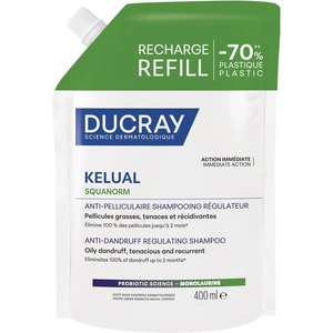 Ducray Kelual Squanorm Регулиращ шампоан против мазен пърхот, пълнител, 400 ml - ozone