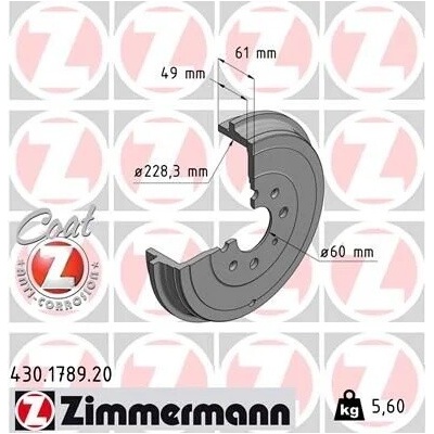 Brzdový buben ZIMMERMANN 430.1789.20 (430178920)