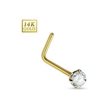 Šperky4U zlatý piercing do nosu čirý zirkon ZL01027C-YG