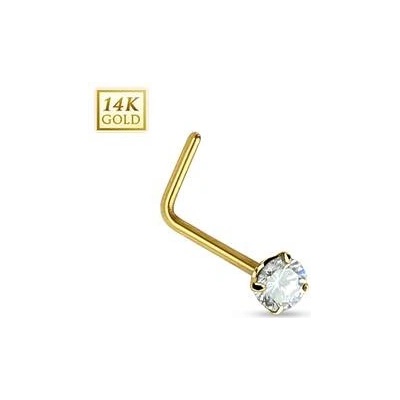 Šperky4U zlatý piercing do nosu čirý zirkon ZL01027C-YG