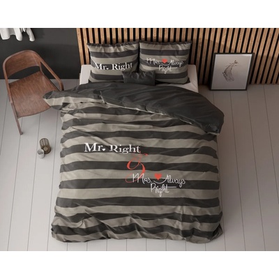 Dreamhouse Двоен спален комплект Mr and Mrs Always Anthracite с един плик 100% памук