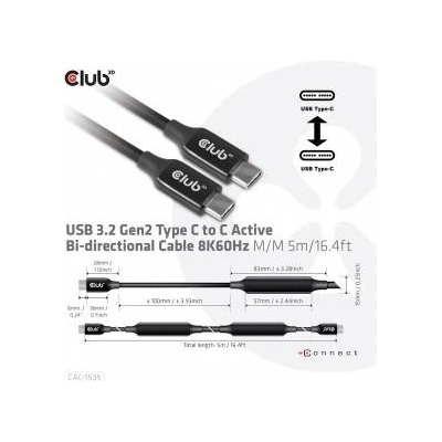 Club 3D USB 3.2 Typ-C zu Typ-C Kabel 5m 8K60Hz St. /St. schwarz