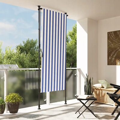 VidaXL Venkovní roleta, modro-bílá, 120x270 cm, tkanina a ocel