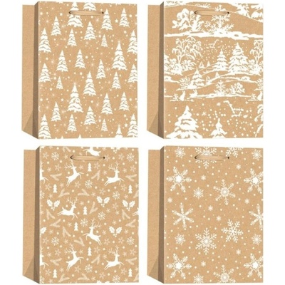 Maják Taška 26x32x12cm kraftová vánoční s glitrem L
