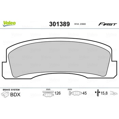 VALEO Sada brzdových platničiek kotúčovej brzdy 301389