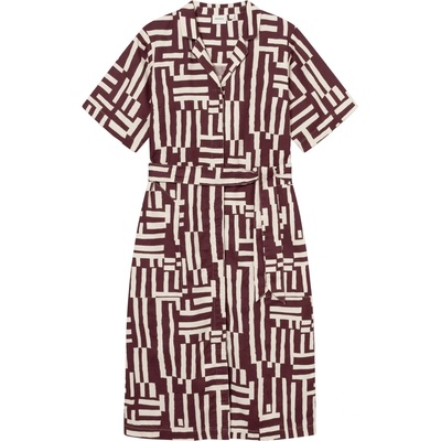 DEDICATED Дамска рокля DEDICATED Women's Shirt Dress Orrefors Dress - S Lines & Sticks Fig Red (134-1072-0412)