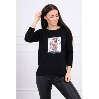 Blouse with print Original black čierna šedá