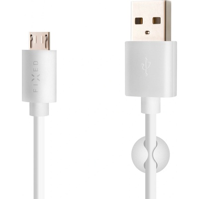 Dlouhý datový a nabíjecí kabel FIXED s konektory USB/micro USB, 2 metry, bílý